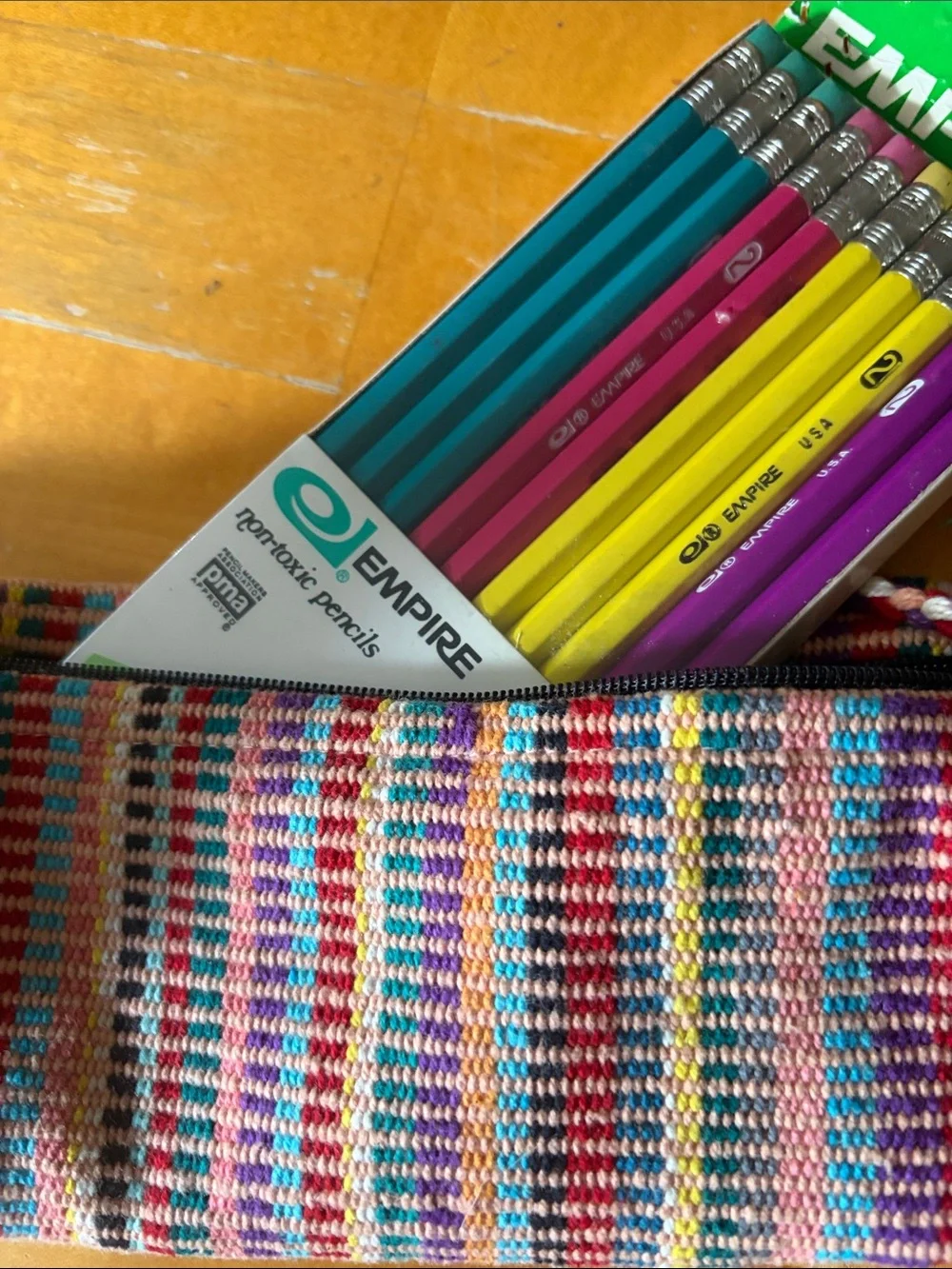 Pencil case & pencils wovencat bag soft knit